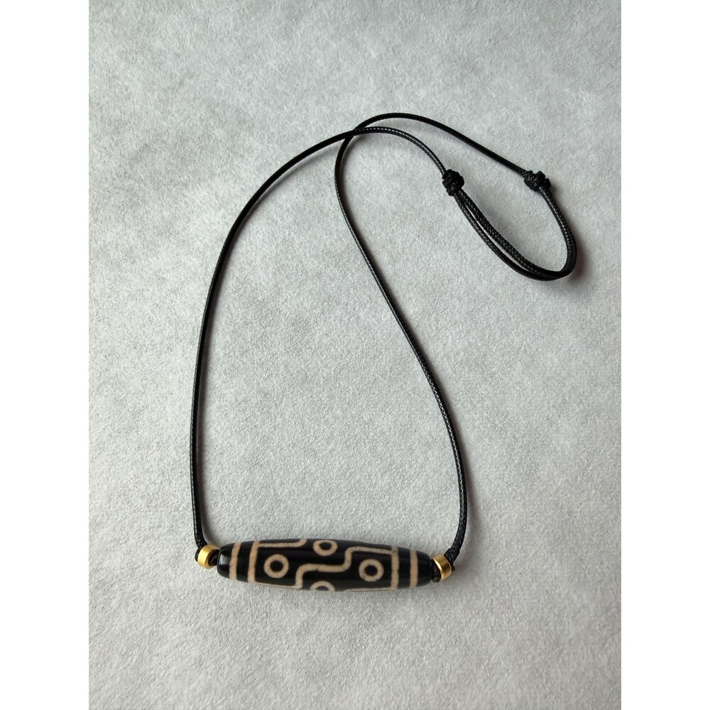 Nine Eye Dzi Bead Necklace | Tibetan Agate Protection Necklace Spiritual Jewelry